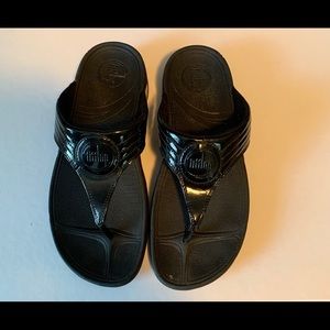 FitFlop Black Patent Sandals-Like new.  Size 9